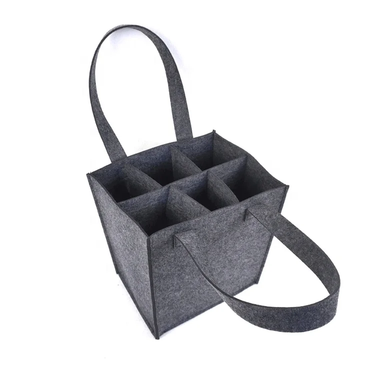 Wholesale Felt Wine Bottle Bag Divided Wine Tote Bag High Quality Hanging Felt Tote Bag