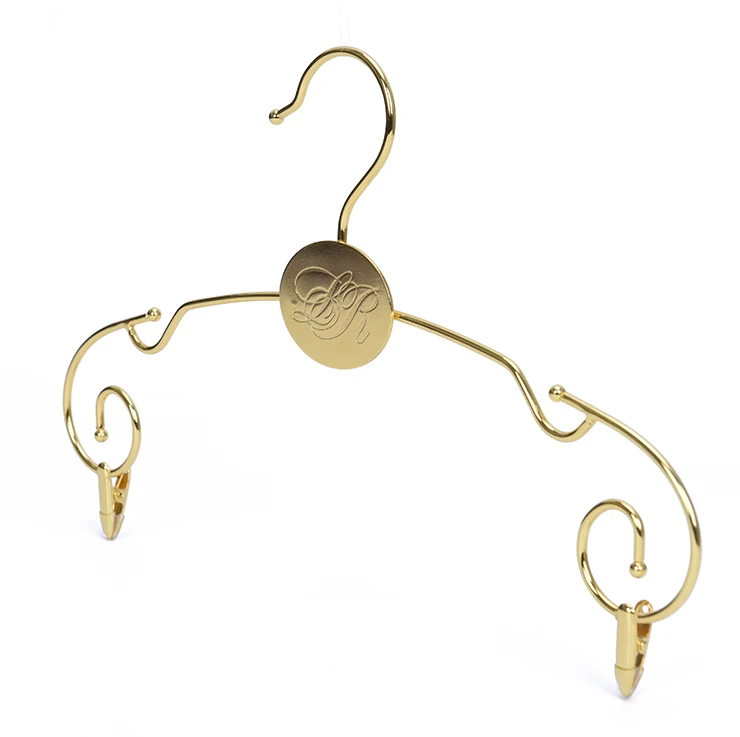 Kindome Golden Color Metal Lingerie Hanger Bra Underwear Bikini Display Hanger With Clip For Women
