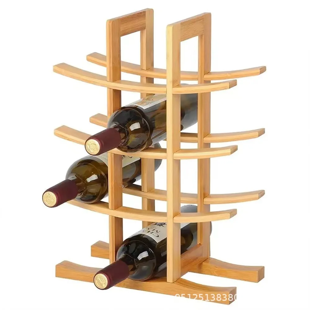 Bamboo Wine Rack Sturdy Durable Wine Storage Cabinet Shelf Countertop Wine Racks Wood Bottle Holder Standing Storage Shelves