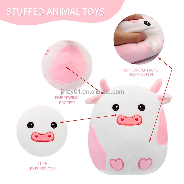 amazon hot selling stuffed animal plush pink cow toy pillow custom logo plush milk cow toy