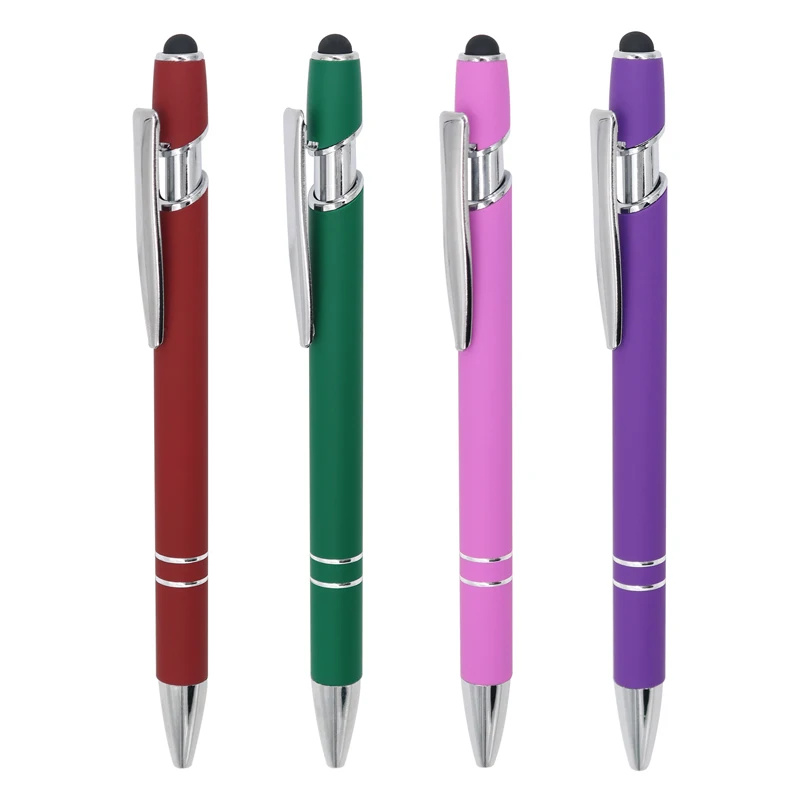 Factory Direct Sale Red Purple Green Screen Touching Ballpoint Pen 1.0mm With Customized Logo For Advertising Gift Pen