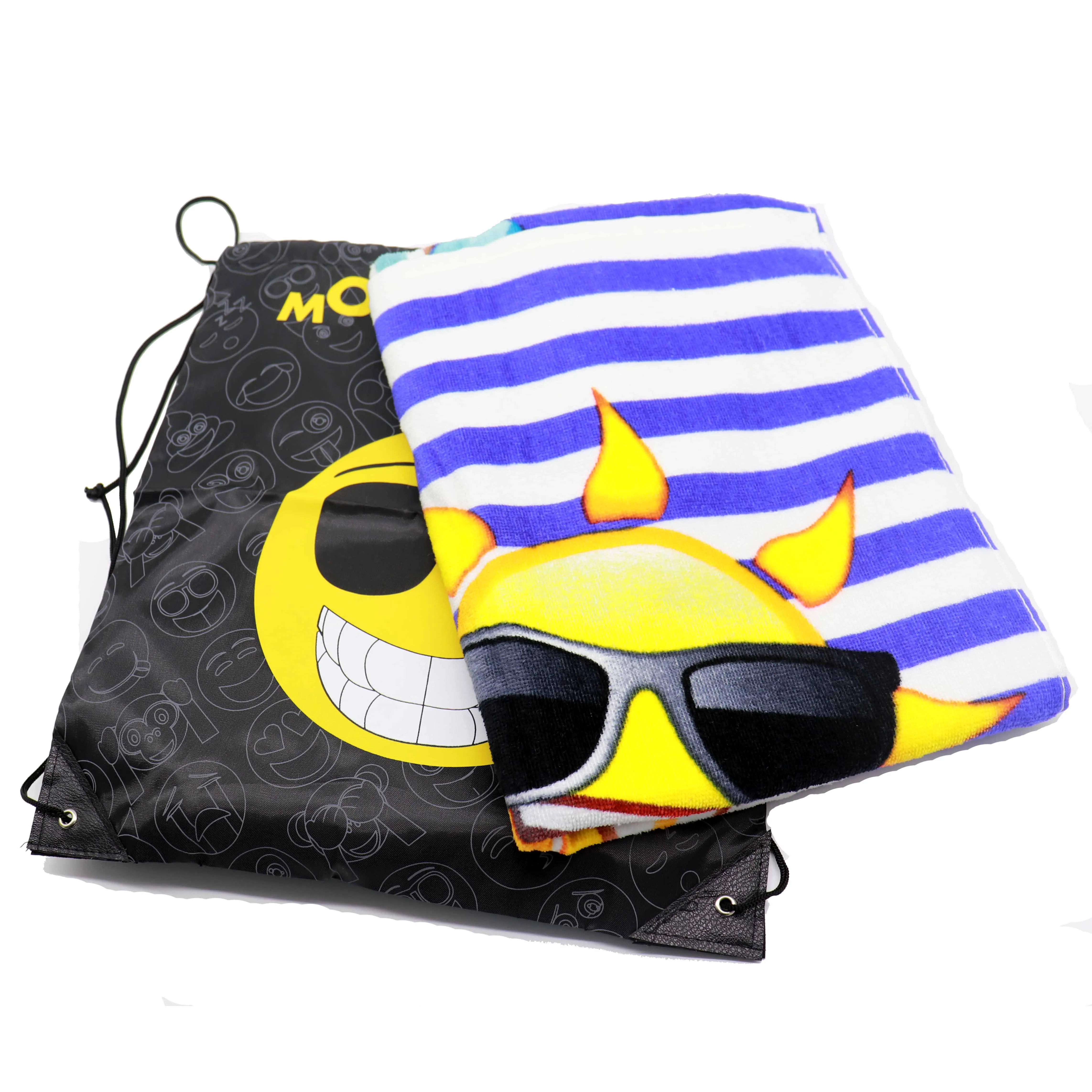 Promotional/Wholesale Portable Big 100% Cotton Custom Bag Luxury Digital Printed Custom Logo Beach Towel