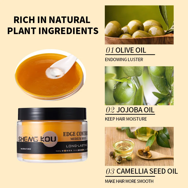 Custom edge control hair style wax braid gel medium strong hold private label edge control