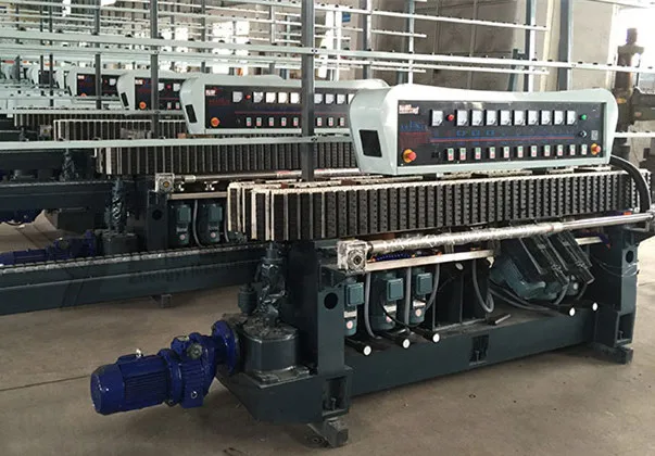 High Speed Multifunctional Quick Setup 9 Motor Polished Straight Line Glass Edging Machine