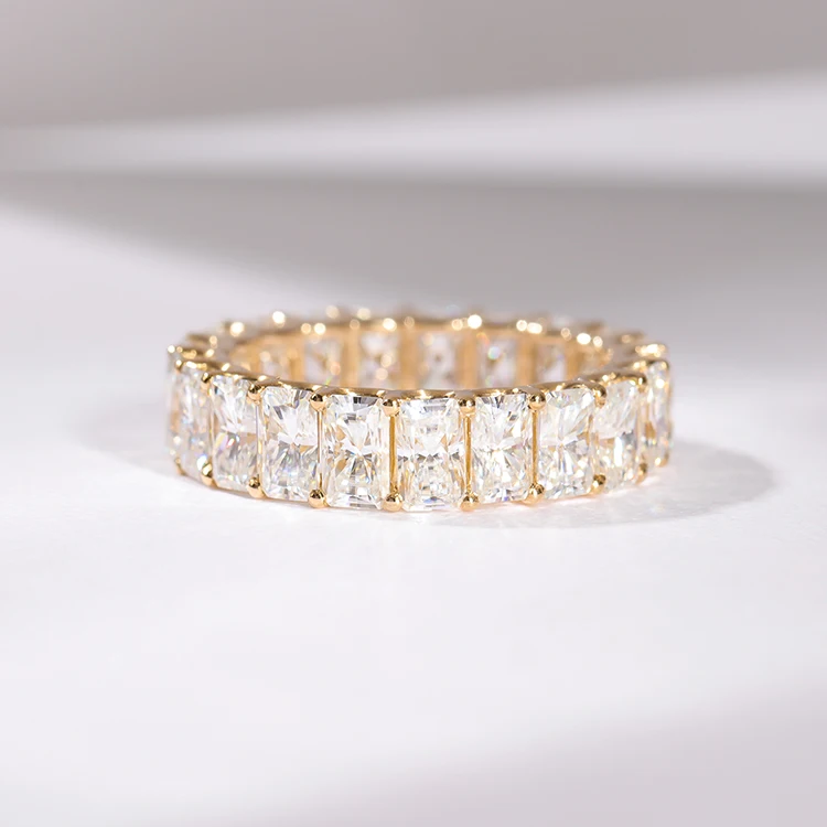 AAA GEMS 14K/18K Gold Radiant Cut Engagement Ring Diamond Eternity Moissanite Ring Band for Women Wedding Design