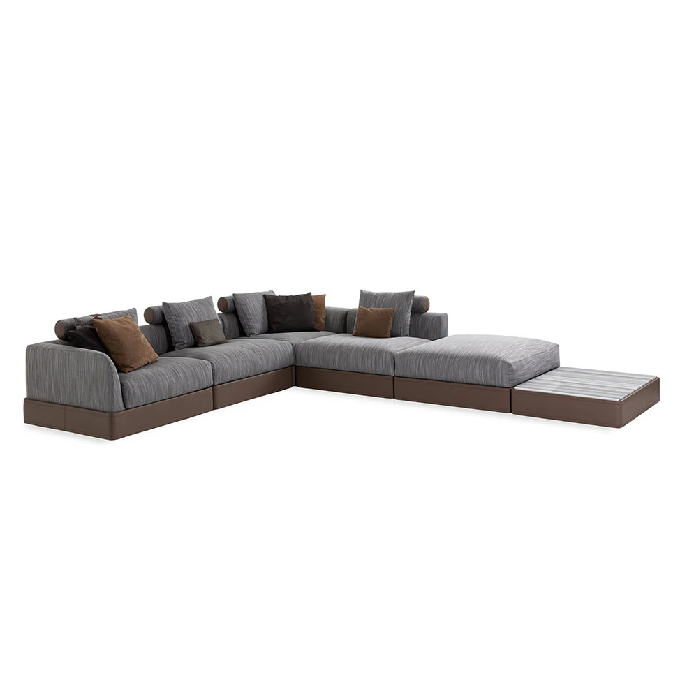 L shape luxury living room leather sofa set furniture velvet modern italian sectional sofa couch PU leather L shape sofa modular