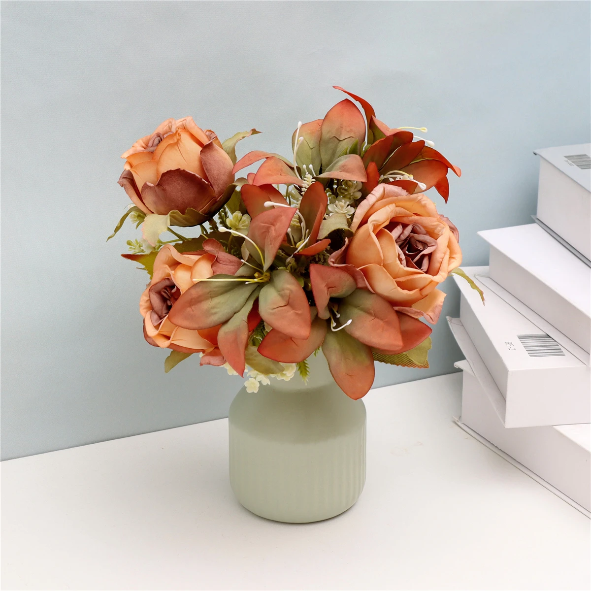 Cheap High Simulation Artificial Flowers Rose Lily Bouquet Artificial Flower Tabletop Wedding Decoration
