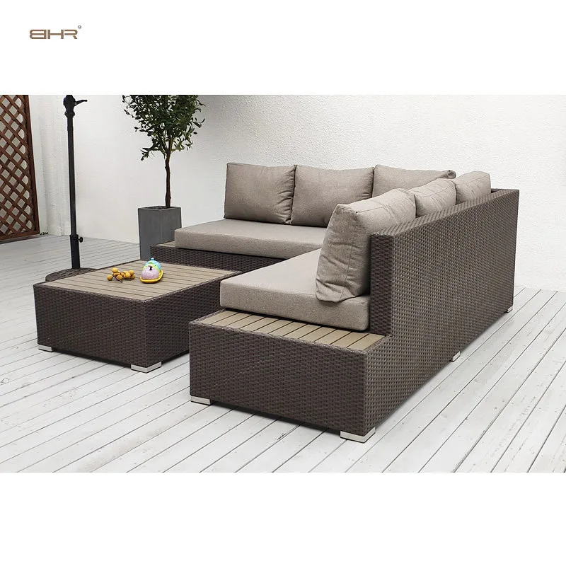 BHR Wicker Rattan Outdoor Furniture Set Wicker Woven Classic Patio Furniture Sofa Garden Sets