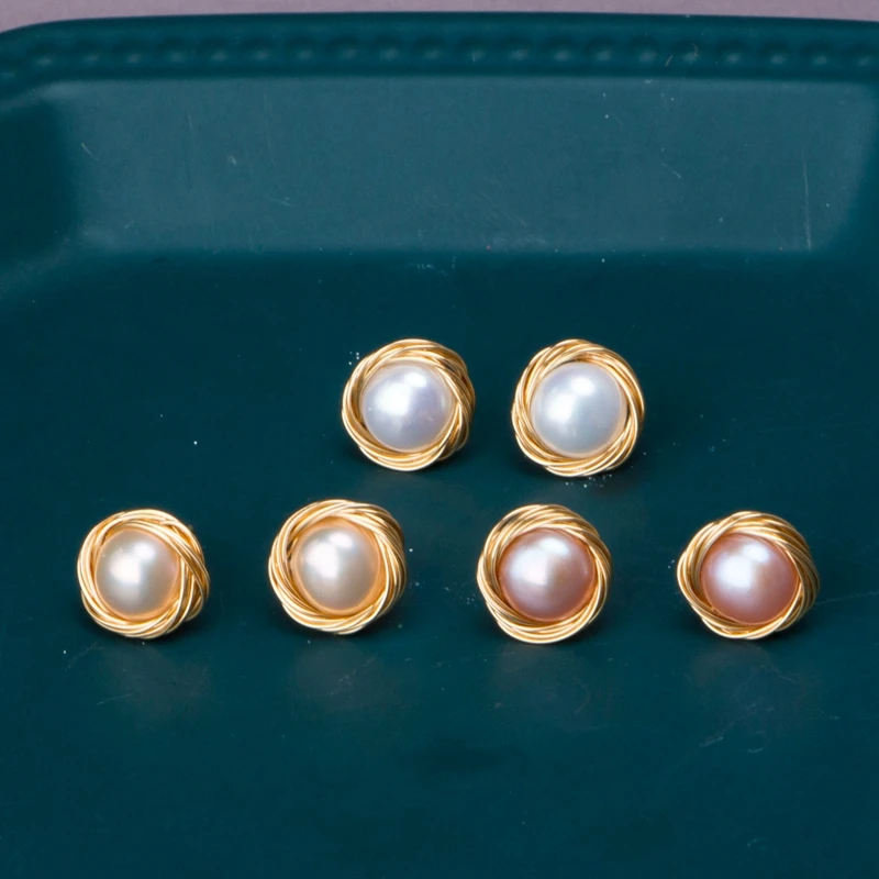 Factory Wholesale High Quality 925 Sliver Gold Color Handmade Freshwater Pearl Earring With Low Price