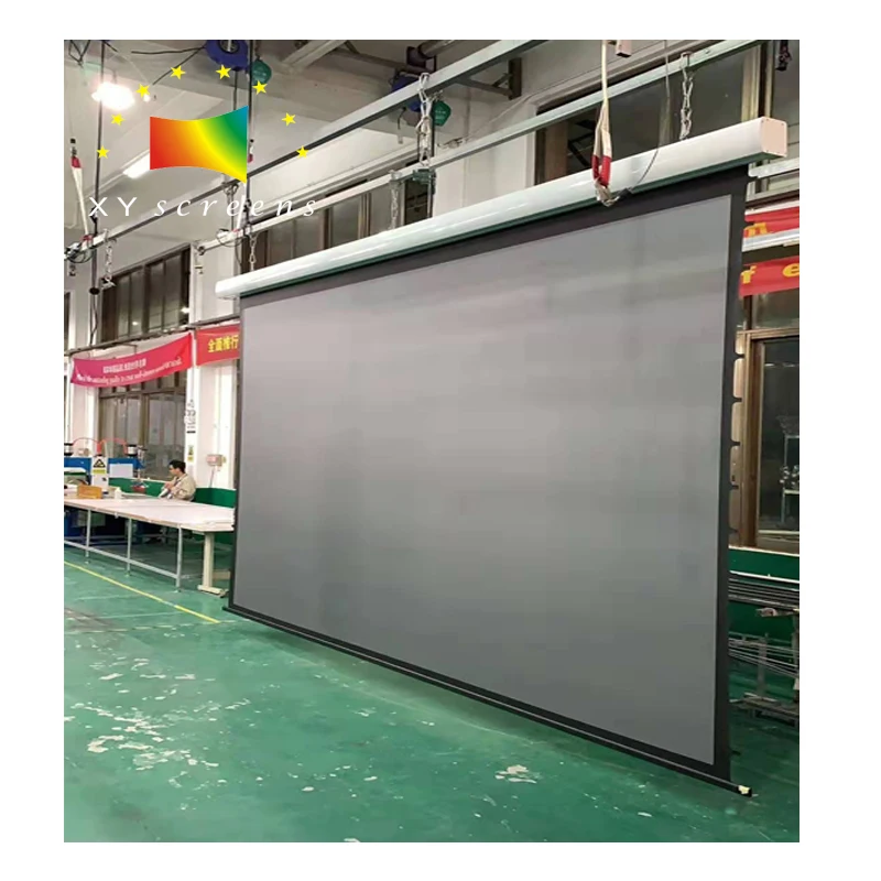 XY Screen120 inch Motorized Projection Screen Tab Tensioned Electric Projector Screen ALR fabric Black Crystal