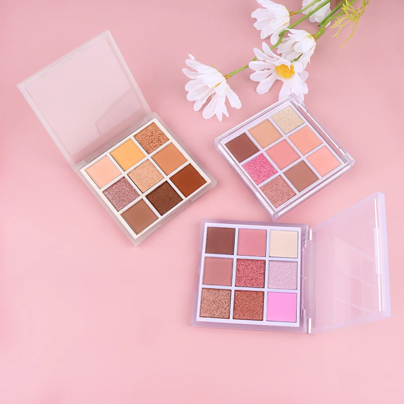 Wholesale Shimmer Shiny Makeup Eyeshadow Palette Vegan 9 Colors Glitter High Pigmented Eye Shadow Private Label