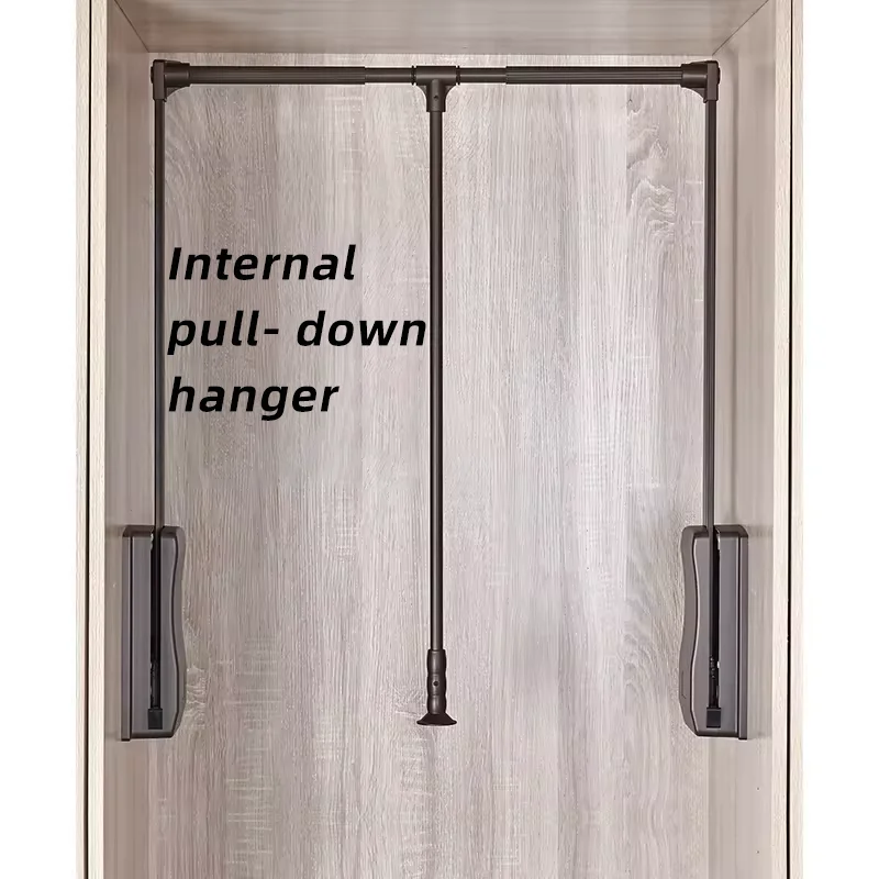 Wardrobe lifting rod clothes hanger internal pull-down household telescopic pull rod automatic return clothes drying rod