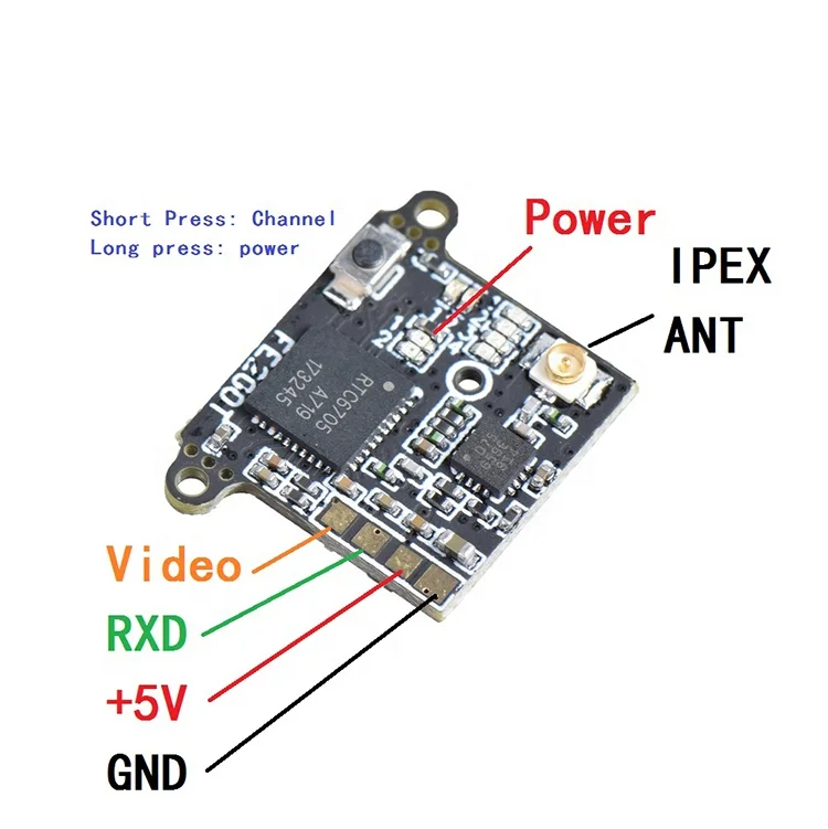 FE200T 5.8G 40CH 25mW 100mW 200mW OSD Adjustable AV 4.5-5.2V IPEX Transmitter for Flight Controller