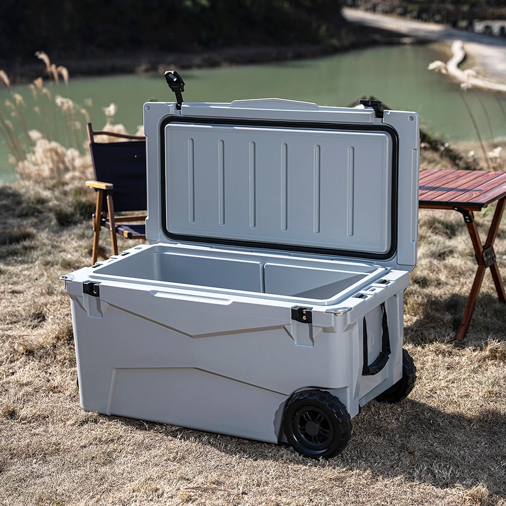 Kuer Outdoor insulated rotomolded fridge cooler ice box with wheels