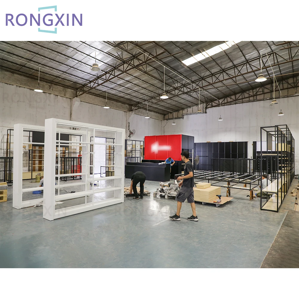Wholesale Sports Shop Interior Design Gondola Sport Display Rack Frame Wall Mounted Sport Display Stand with Counter