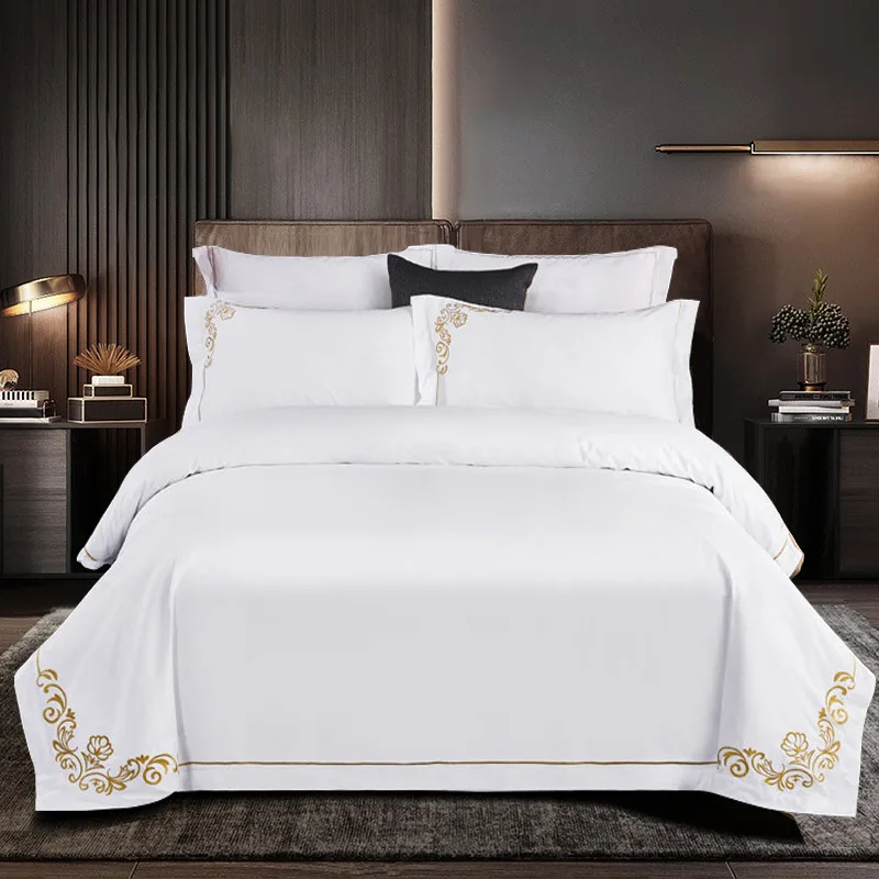 5 Star Hotel Bedding Set 400Tc Twin Queen King Size Bed Linen 100% Cotton Hotel Fitted Bed Sheet Hotel Linen