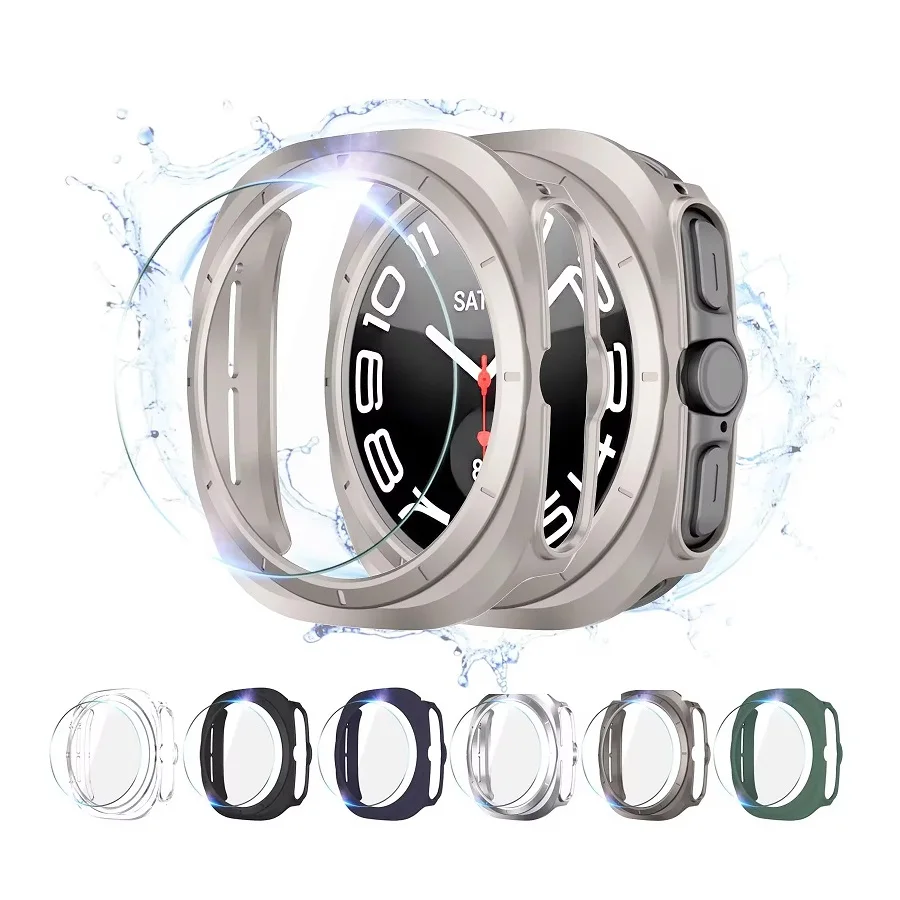 Glass+Case For Samsung Galaxy Watch 7 Ultra 47mm Waterproof PC Hard Bumper For Galaxy Watch 7 Ultra 47mm Cover+Screen Protector