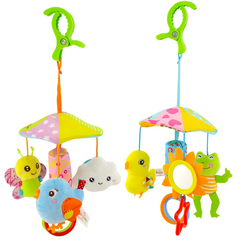 Happy monkey Bird or Frog comfort soft toy animal Stroller umbrella bed hanging Baby cloth toy H050