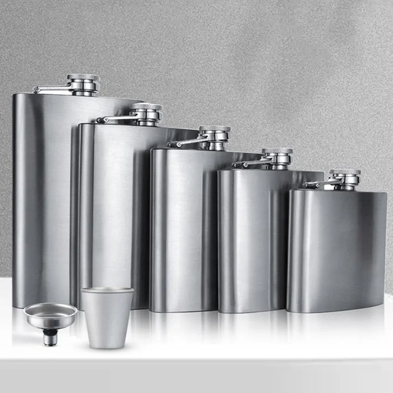 Wholesale personalised 6oz metal stainless steel whisky hip flask mini pocket leather whiskey flask gift set alcohol flask