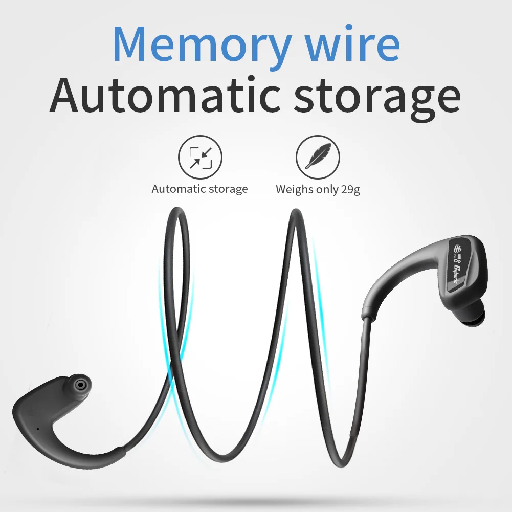 IPX8 Waterproof Wireless Headset,  Built in 32GB Flash Memory Mp3 Player Headphone for Swimming Skiing Running Cycling Climbing