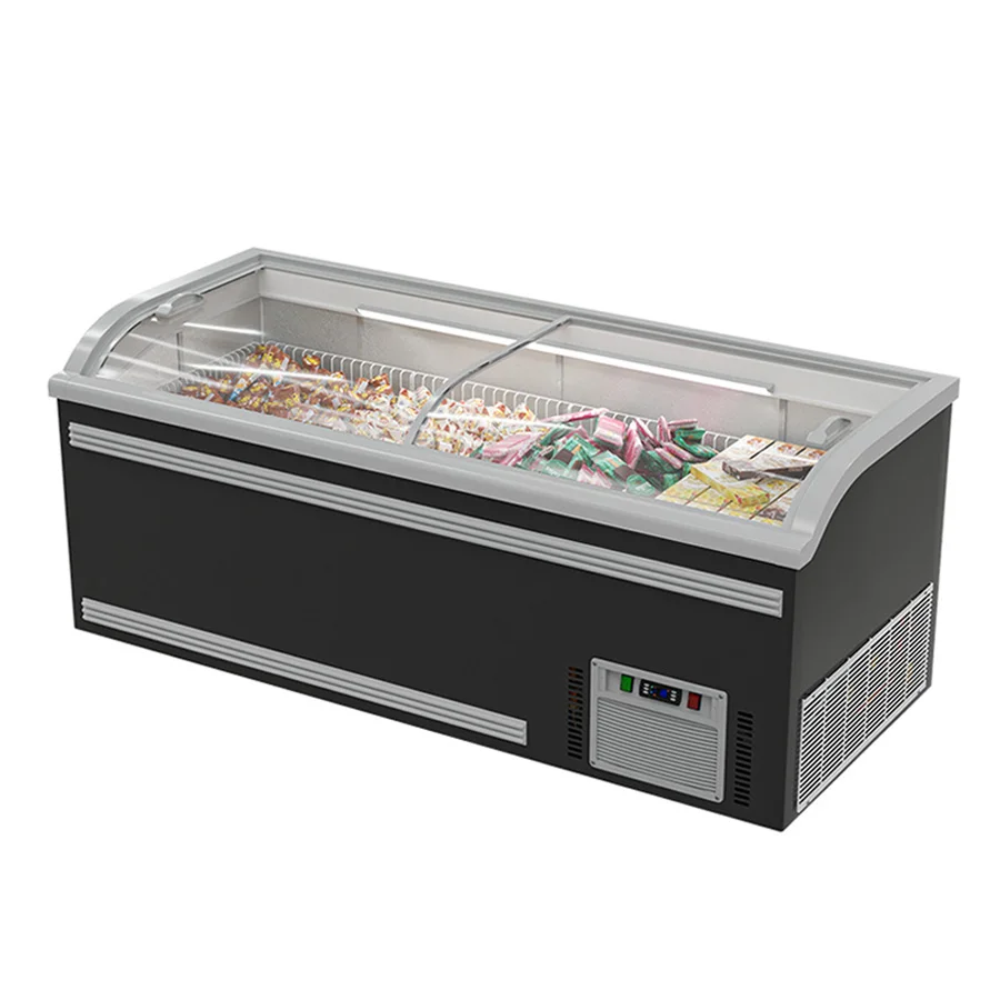Best selling mobile glass door freezing storage showcase chest freezer