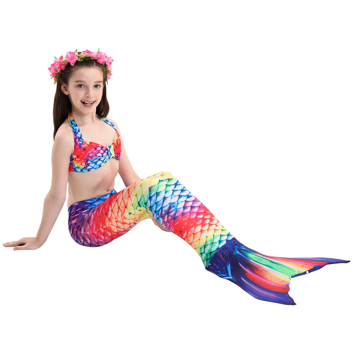 GALLDEALS Traje De Baño Sirena Cola De Sirena Niña para Nadar 4pcs con Bikini para Niñas 