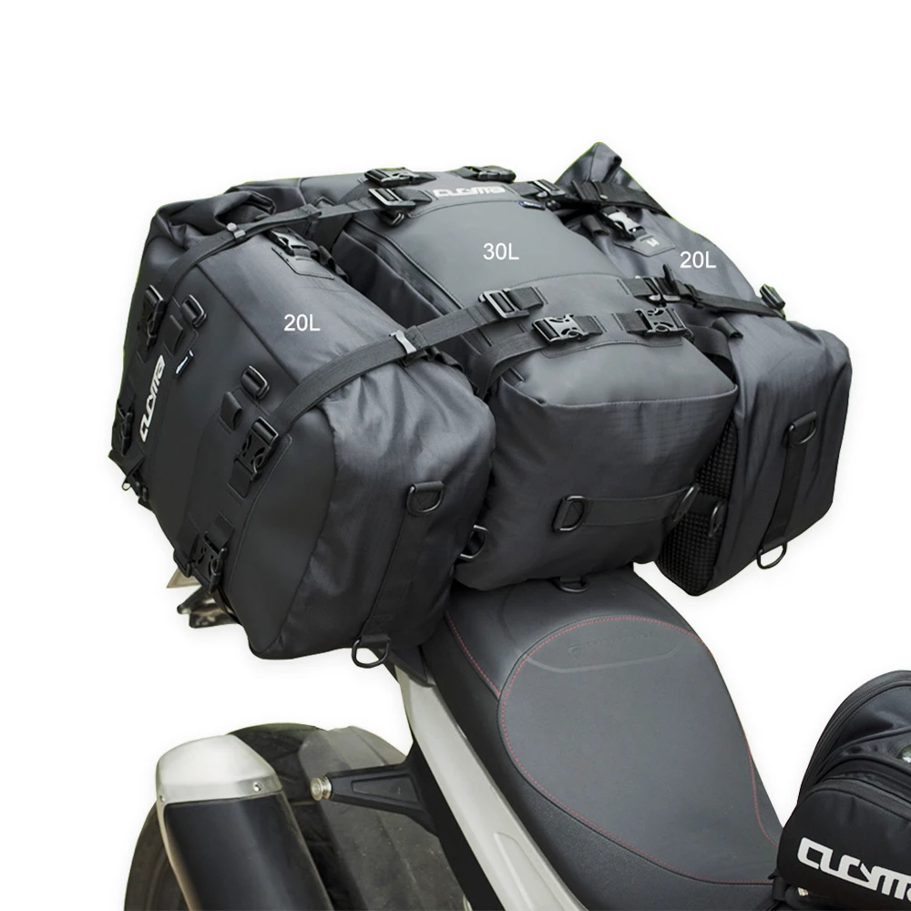 CUCYMA Multifunctional Use Waterproof Motorcycle Saddle Side Rear Seat Tail Bag Backpack With 20L(2pcs) and 30L(1pc) total 3 bag