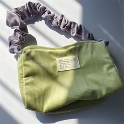 Corduroy Vintage Armpit Bag Sweet Popular Female Girl Hand Carrying Shoulder Bag Cute Student Square Bag