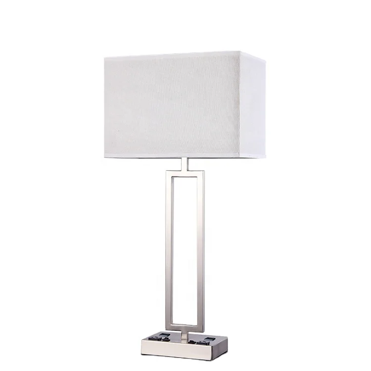 Hotel Modern Bedside USB Port Chinese Art Metal Table Lighting Lamp