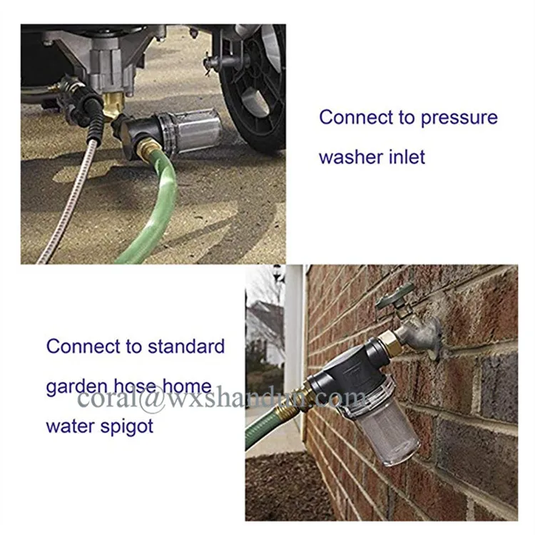 3/4  Garden Hose Filter for Pressure Washer Inlet Water, Inline filter for Sediment, 40 Mesh Screen, Extra 100