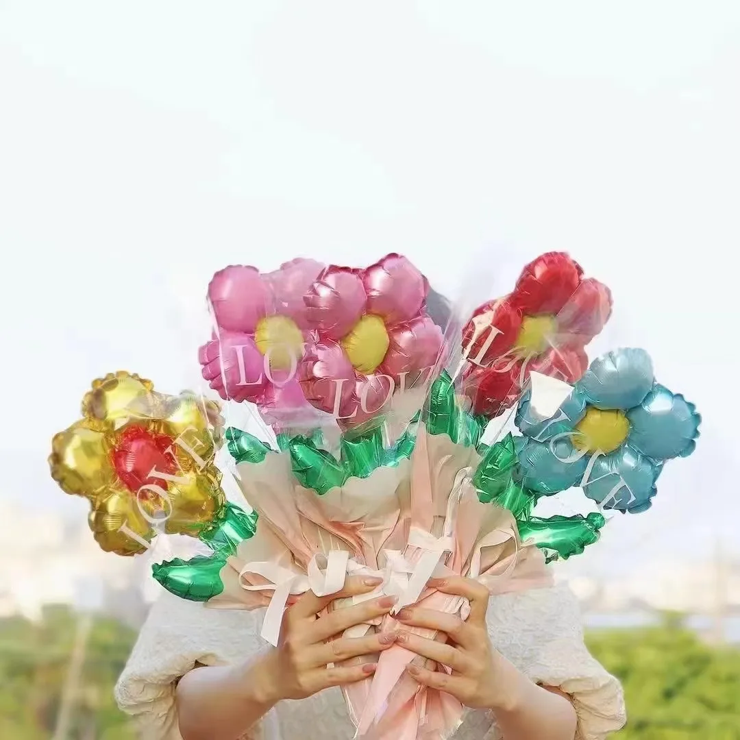 2024 Hot Selling DIY Bouquet Balloons Green Leafy Flower Foil Balloon For Birthday Party Decoration