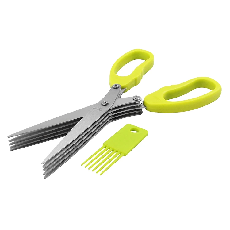 Professional High Quality 5 Blades Kitchen Food Scissors Beauty Scissor With Colorful PP Handle For Kitchen