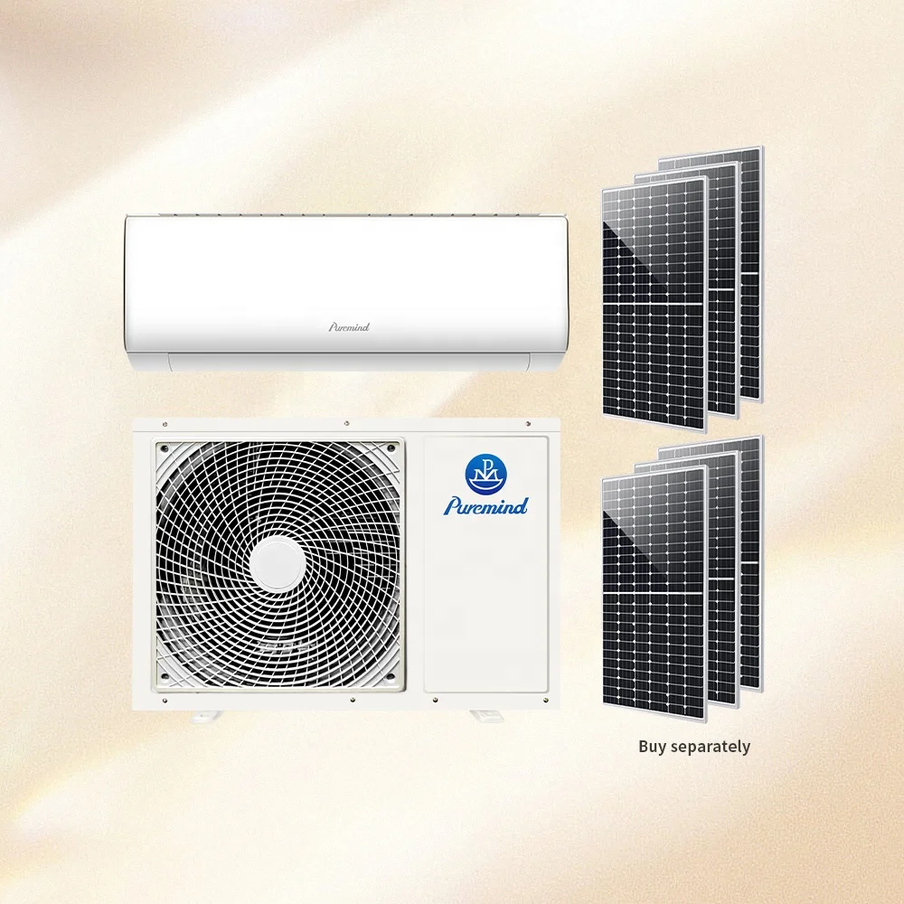 Puremind High Quality Solar Powered Air Conditioner 12000BTU 48V Climatiseur Solaire Hybrid AC DC Easy installation Household