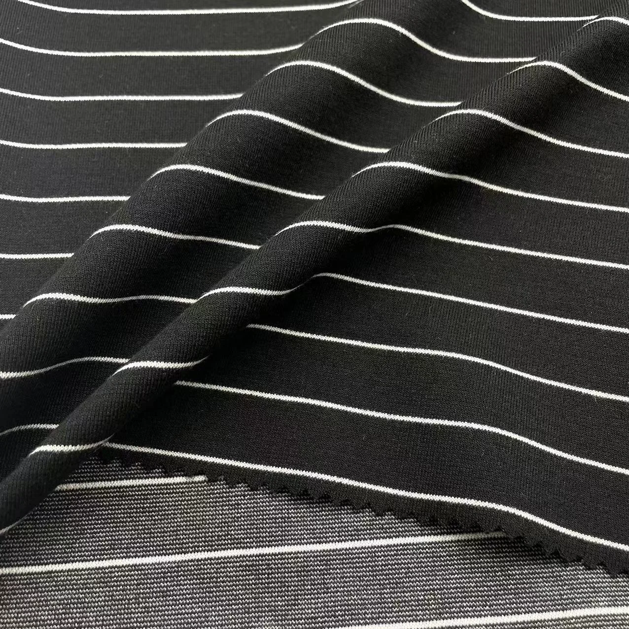 Knitted Yarn Dye Stripe 300Gsm 60% Polyester 35% Rayon 5% Spandex TR Ponti De Roma Fabric For Dress Pants Coat Uniform