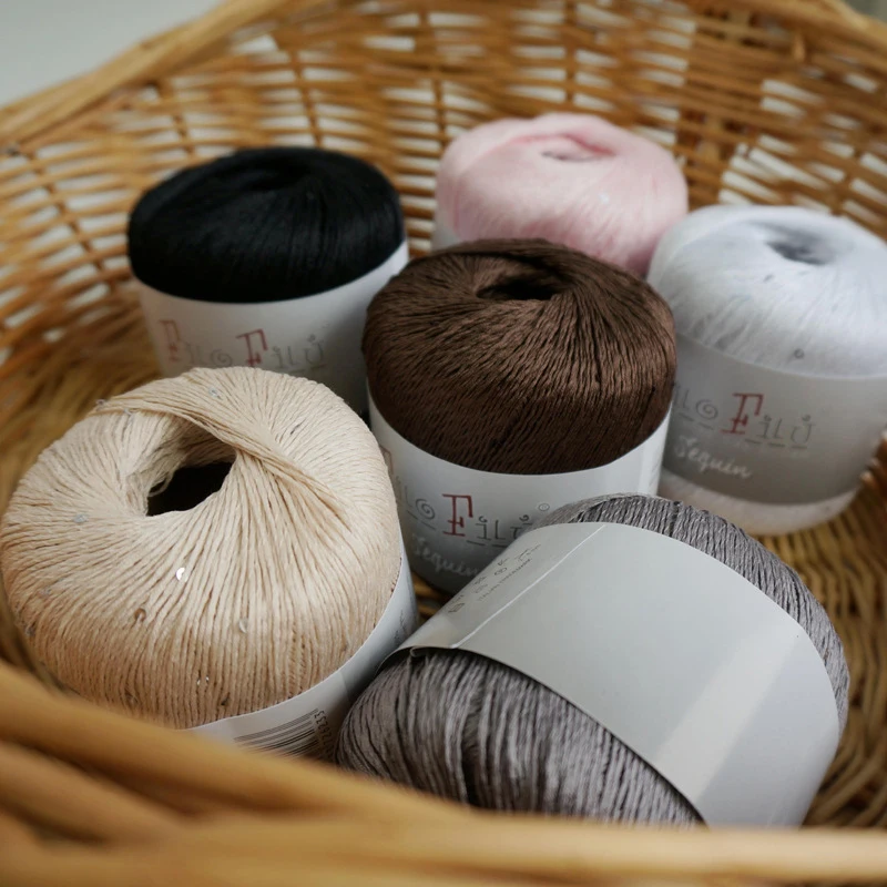 ZENGLONG 50g/roll 93% mercerized cotton 7% beads 1/5.1nm 1ply cotton blended fancy yarns hand knitting yarn for wholesale