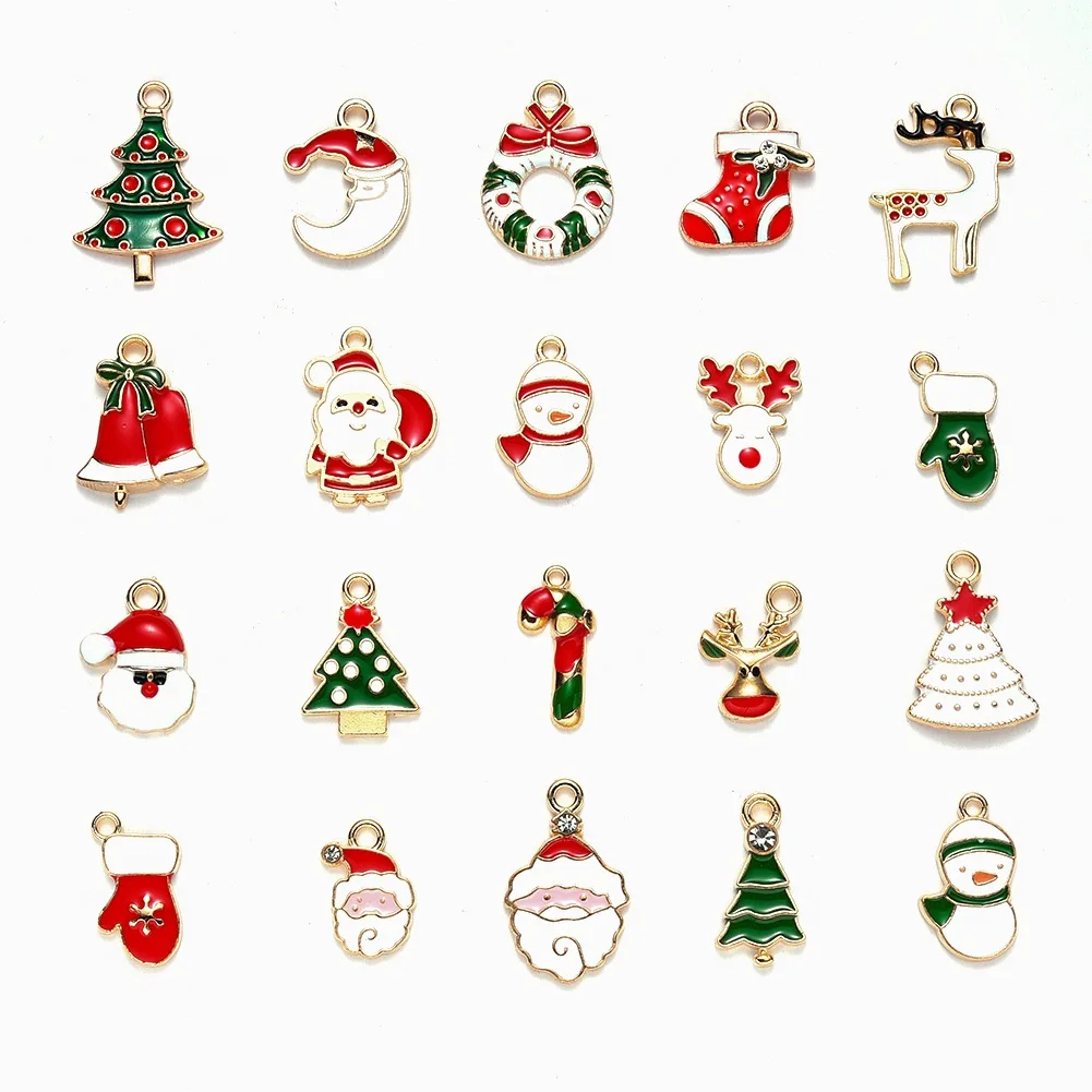 Bestone New Trend Seasonal Christmas Santa Claus Charms DIY  Enamel Pendants Charm For Jewelry Making