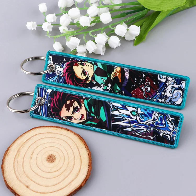 Оптовая продажа брелок с мультяшным реактивным ярлыком на заказ тканевый вышивкой в виде демонов