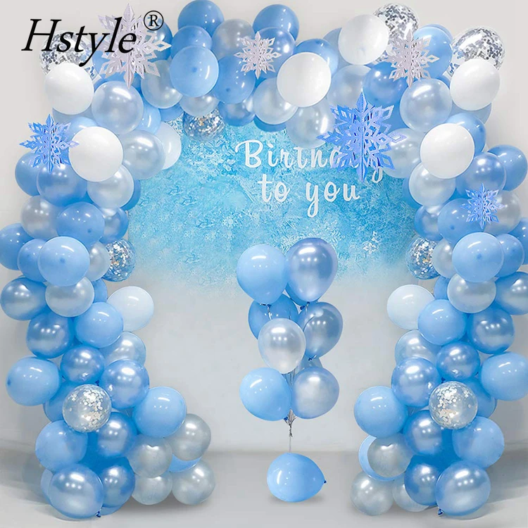 Balloon Garland Arch Kit 16Ft Long Ice Snow Latex Balloons Pack  Wedding Birthday Baby Shower Bach Party Backdrop Decor SET780