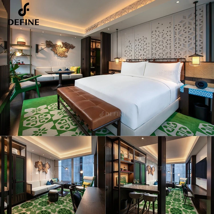 High Quality Hotel Furniture Supplies Commercial  Custom Modern Design Wooden Complete Hotel Room Furniture Set