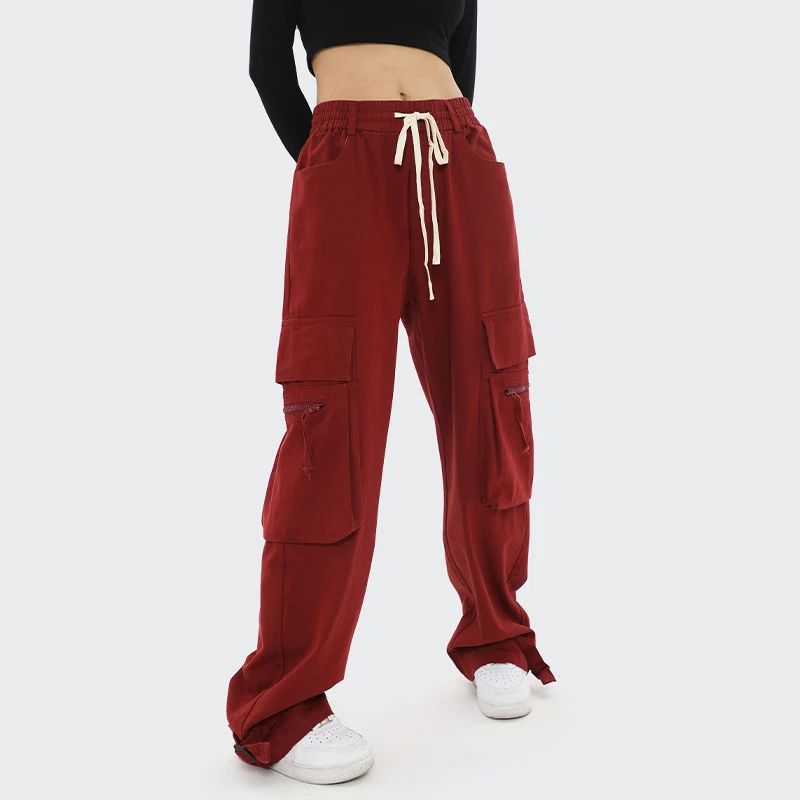 MTR3283 Spring Hot Sales Streetwear Styles Drawstring Big Pocket Unisex Cargo Pantalon Custom Cargo Pants