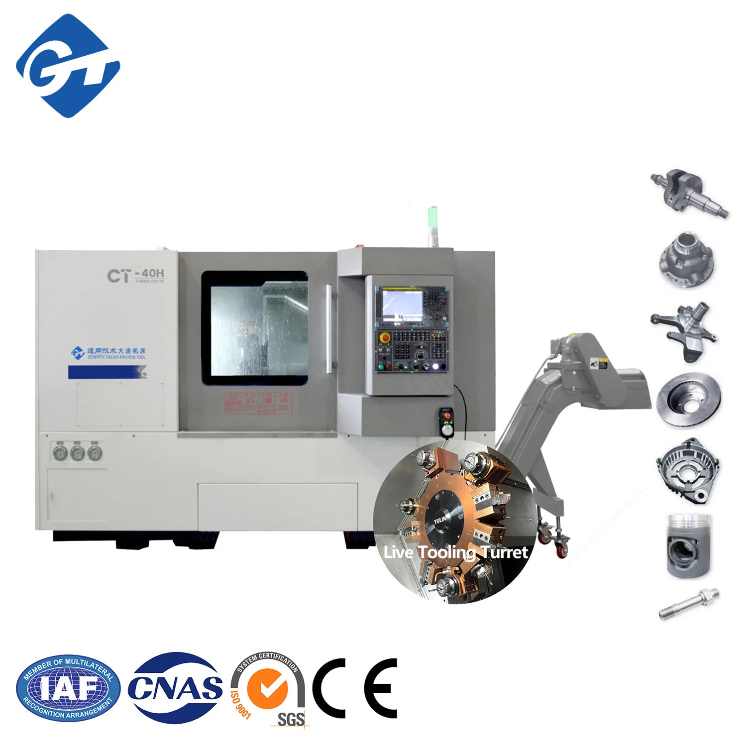 GT DMTG CT40H CNC Lathe Machine Automatic Slant Bed CNC Lathe With Live Tooling Turret Multi-Spindle CNC Turning Center