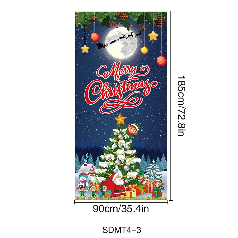 2024 Christmas Door Cover Decoration Christmas Santa Claus Door Cover Xmas Hanging Background Banner For Home Front Door Holiday