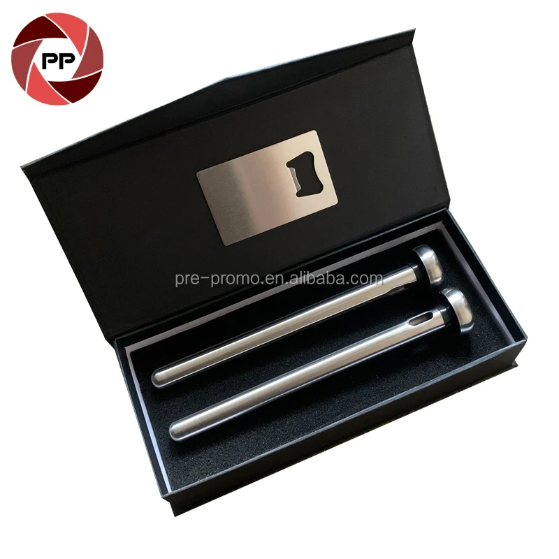 stainless steel 2pcs beer chiller stick set with credit card bottle opener