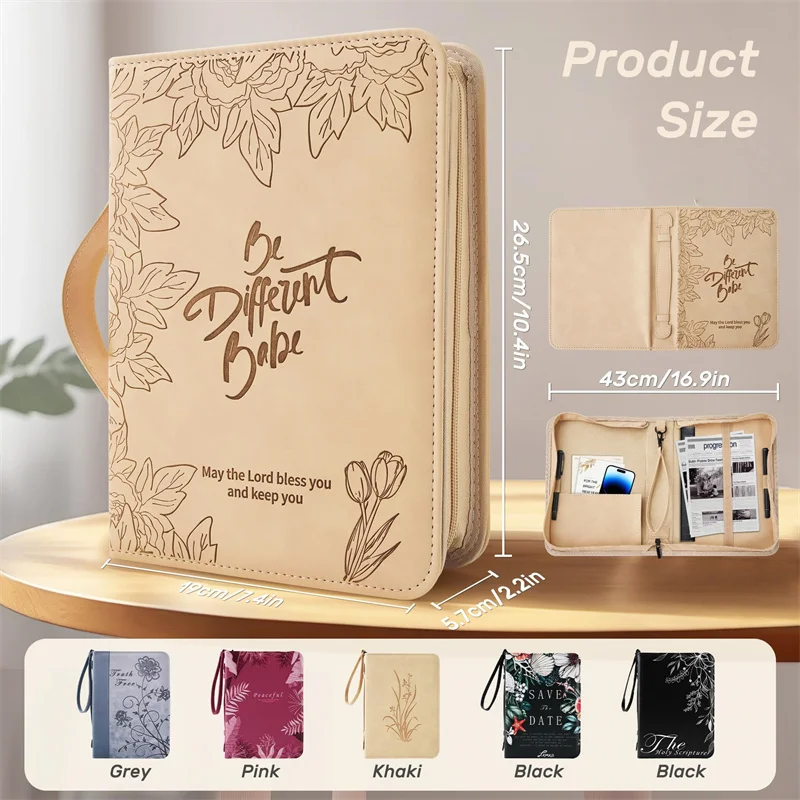 PU Leather Waterproof Large Bible Case Leather Carrying Book Case with Handle Bible book Cover for Women