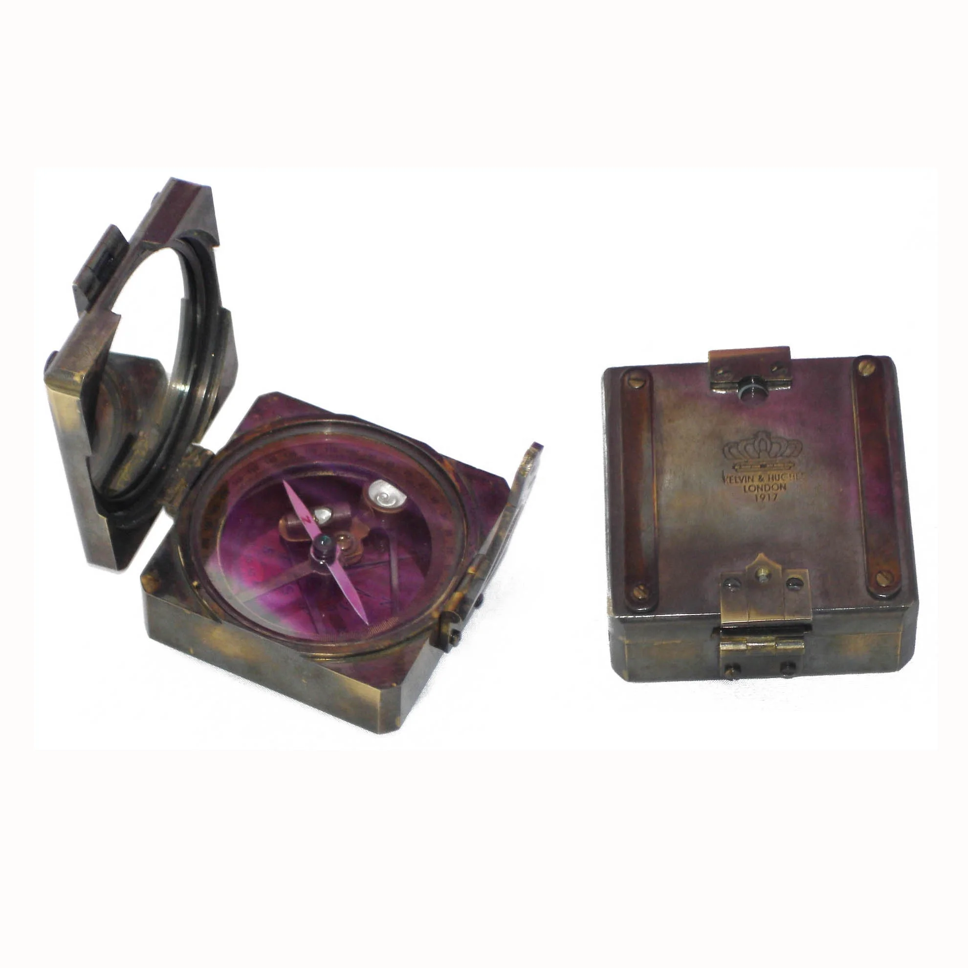 Top Selling royal design Brass Antique Sundial Compass Nautical camping premium compass and push button compass