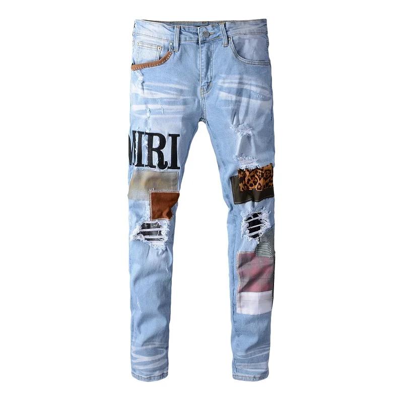2022 winter custom fashion hombre black pantalones de hombre baggy  he-man stylish pant denim men ripped jeans