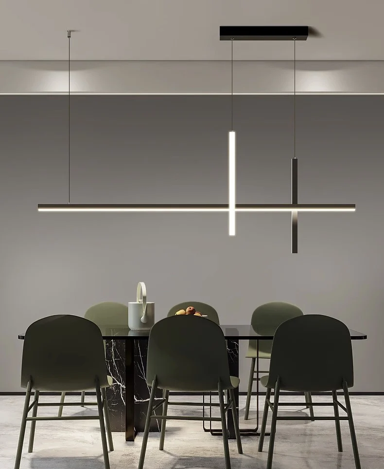 Minimalist Restaurant Chandelier Modern Minimalist Long Bar Table Lamp New Net Red One Word Light Luxury Lamps