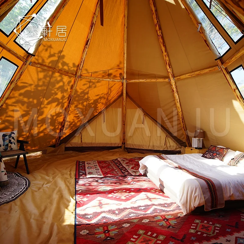6/12/20 People Outdoor Luxury Canvas Teepee Camping Tipi Event Pyramid Tent