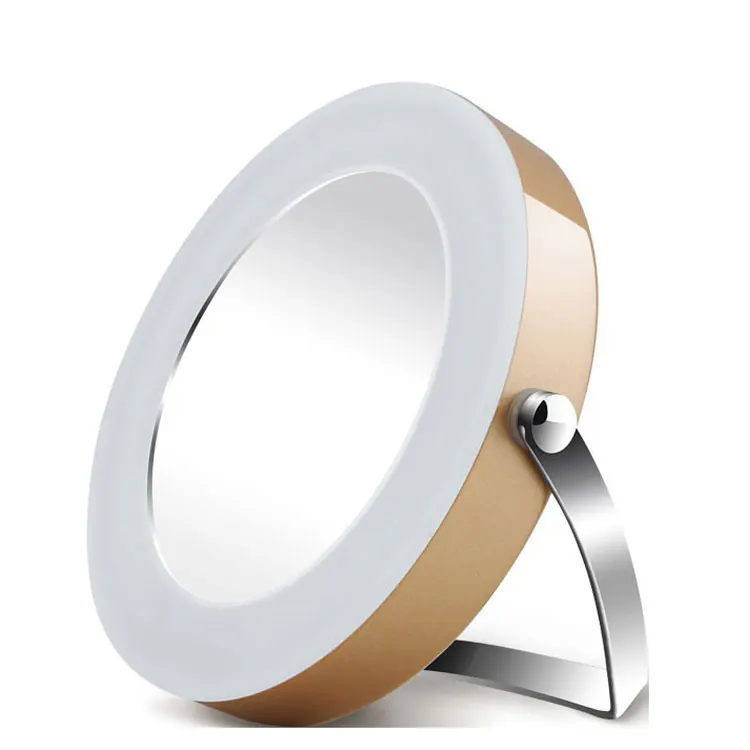 
AIWO Round Shaped Cosmetic Led Desk Mirror Made Logo Cosmetic Plastic Compact Hand Mirror For Beauty Salon 