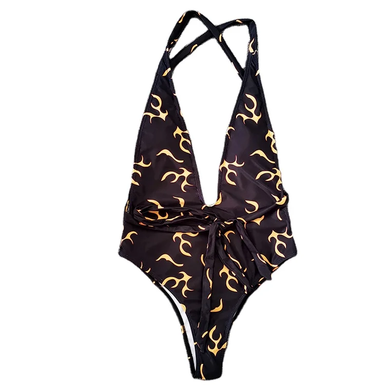 2023 Luxury Sexy Bathing Suit High Waist Bikini Beachwear Black Cross Back Swimwear Women One Piece Swimsuit